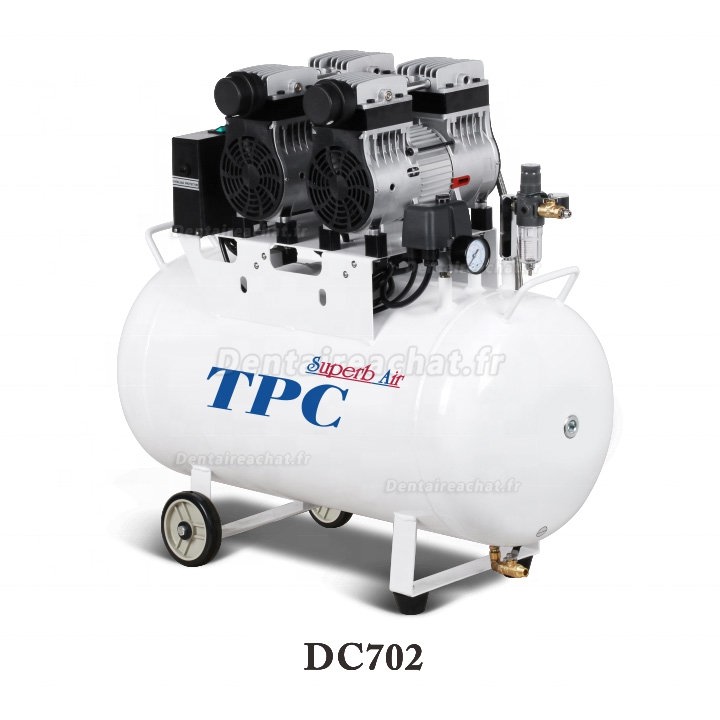 TPC DC701/702/703/704 compresseur dentaire silencieux sans huile 32-120L 2-4HP